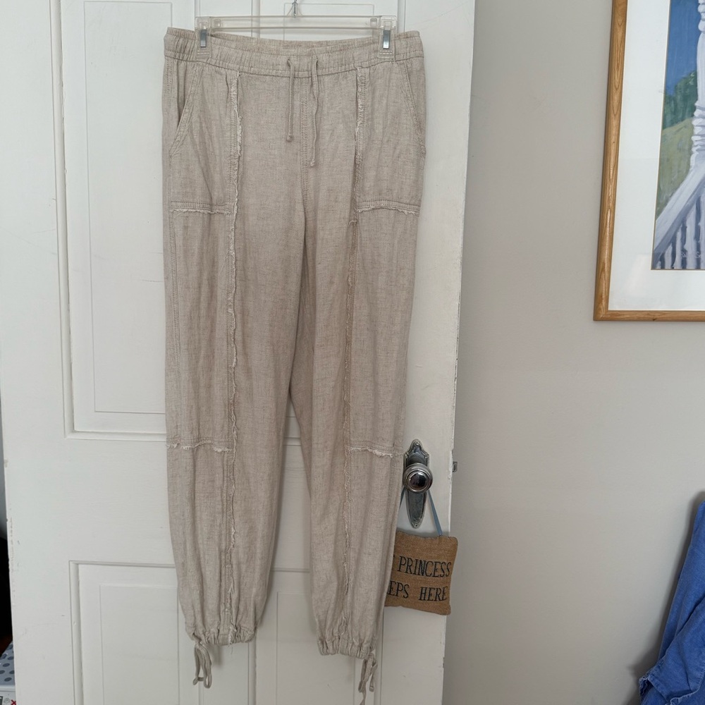 Cargo Linen Pants with Ties